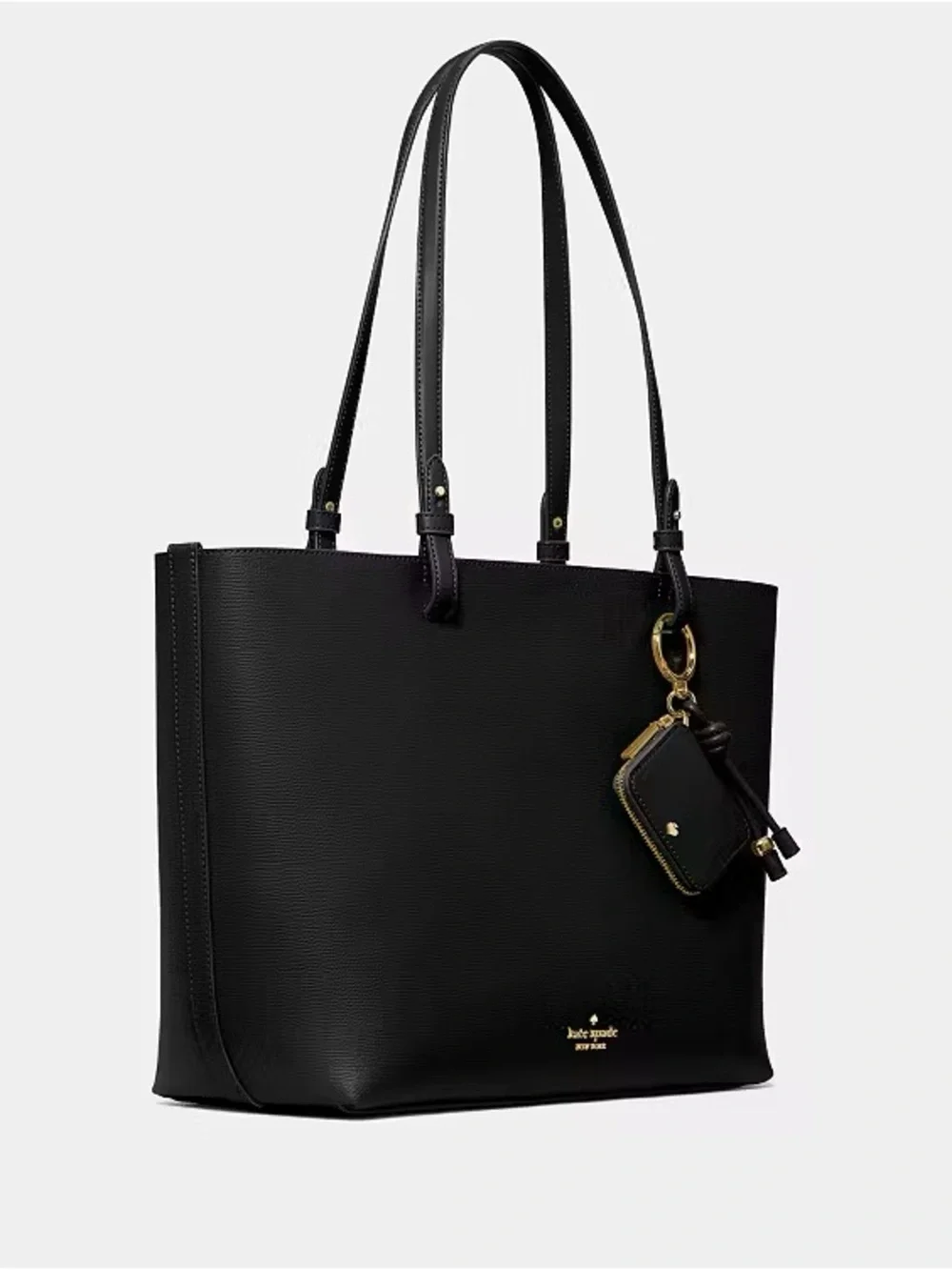 ♠️Kate SpadeTessa Large Leather Tote Bag with Coin Purse Charm, Black NEW NWT